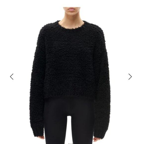 Shoreditch Ski Club NWT Rocky Cropped Crew Neck Wool Blend Relaxed Fuzzy Sweater - Picture 1 of 10